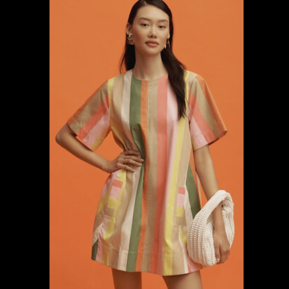 Anthropologie The Emmy Short-Sleeve Swing Mini Dress by Maeve - Picture 2 of 4